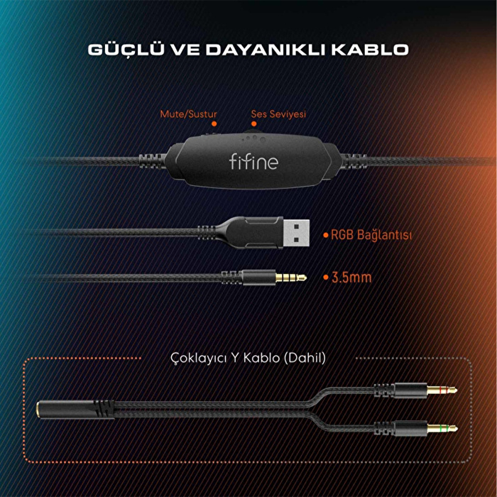FIFINE H3 RGB Mikrofonlu Oyuncu Kulaklığı
